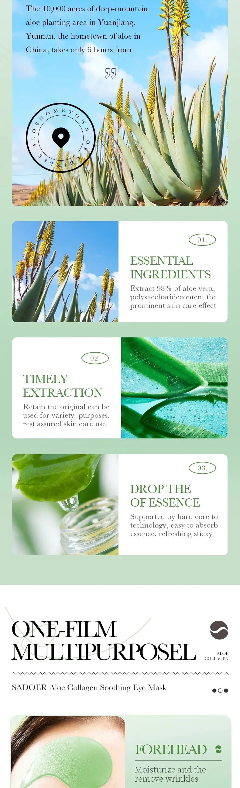 Patchs pour les Yeux à l'Aloe Vera et au Collagène